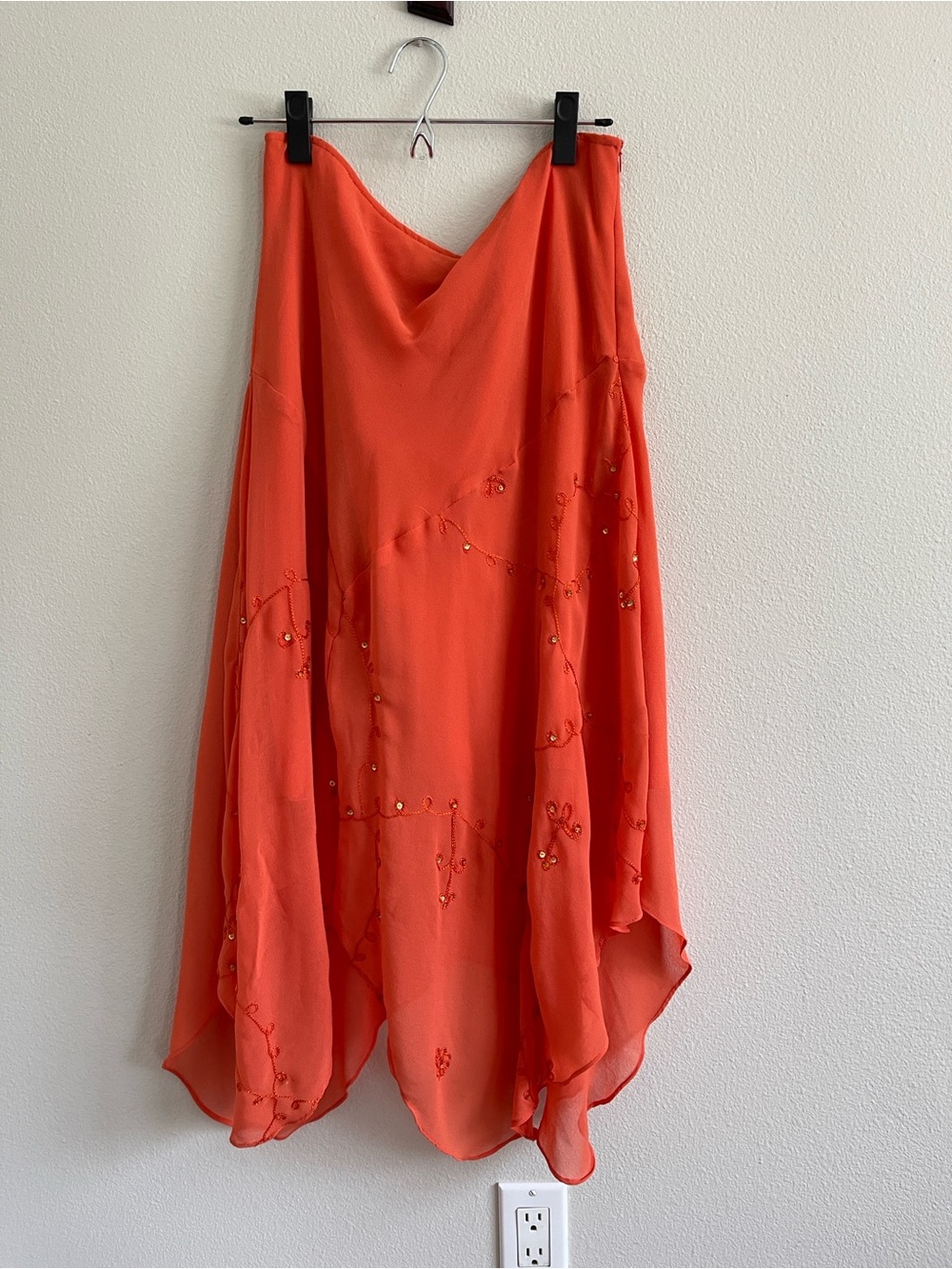metrostyle Coral Asymmetrical Beaded Skirt